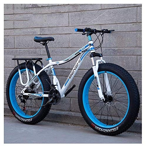 Fat Tyre Bike : Adult Fat Tire Mountain Bikes, Dual Disc Brake Hardtail Mountain Bike, Front Suspension Bicycle, Women All Terrain Mountain Bike, White C, 26 Inch 21 Speed