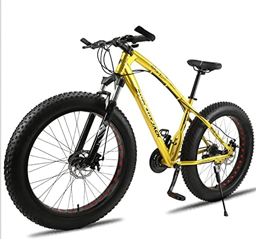Fat Tyre Bike : Adult Mountain Bike, 26-Inch Fat Tire Wheels, Aluminum Frame, Twist Shifters, 21-Speed Rear Deraileur, Front and Rear Disc Brakes, Multiple Colors gold