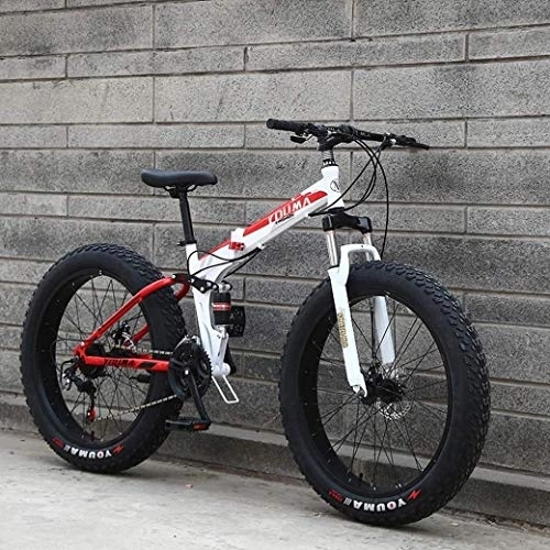 Fat Tyre Bike : Adult Mountain Bikes, All Terrain Road Bicycle 20Inch Fat Tire Hardtail Men Mountain Bike, Dual Suspension Frame And Suspension Fork (Color : Red, Size : 7 speed)