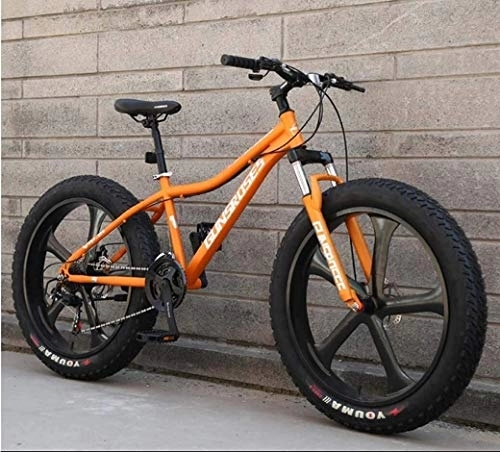 Fat Tyre Bike : Adult Mountain Bikes, All Terrain Road Bicycle, Dual Suspension Frame Bike And Suspension Fork 26Inch Fat Tire Hardtail Snowmobile, (Color : Orange 2, Size : 27Speed)