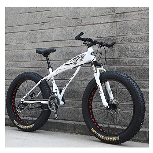 Fat Tyre Bike : Adult Mountain Bikes, Boys Girls Fat Tire Mountain Trail Bike, Dual Disc Brake Hardtail Mountain Bike, High-carbon Steel Frame, Bicycle, Blue E, 26 Inch 21 Speed