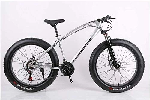 Fat Tyre Bike : Adult Mountain Bikes, Frame Fat Tire Front Suspension Mountain Bicycle, High-Carbon Steel Frame, All Terrain Mountain Bike, 26 Inch 7 / 21 / 24 / 27 Speed, 26 Inches 21 Speeds