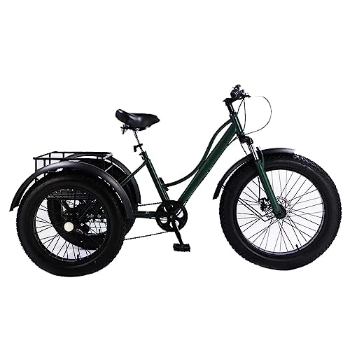 Fat Tyre Bike : Adult Tricycles 7 Speed, 24 Inch Fat Tire Adult Trikes, Stablize, Strong Load-Bearing, 3 Wheel Bikes for Exercise, Shopping and Picnic
