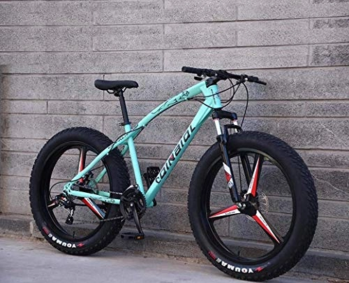 Fat Tyre Bike : All Terrain Mountain Bicycle, 26 Inch Fat Tire Hardtail Mountain Bike, Dual Suspension Frame And Suspension Fork, Men's And Women Adult, (Color : Green 3 impeller, Size : 24 speed)