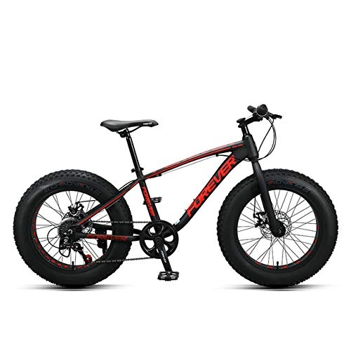 Fat Tyre Bike : Aluminum Alloy Snow Bike 20-inch 7-Speed Fat Bike with Dual Brakes for Primary and Secondary School Students' Bikes in Two Colors, Black