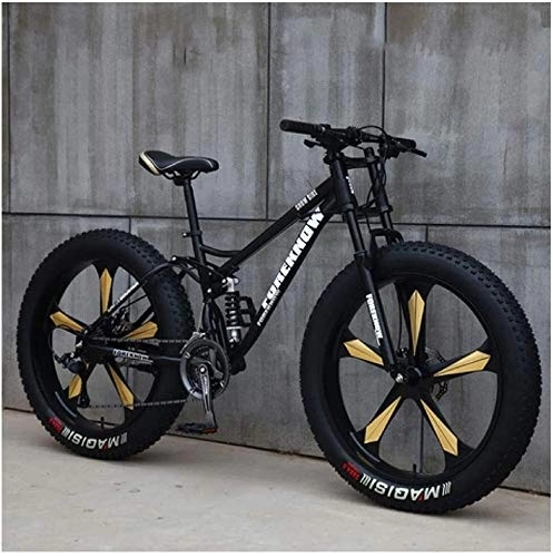 Fat Tyre Bike : Aoyo 26 Inch, 21 SpeedsAdult Beach Sport Bike, Bicycles, High Carbon Steel, Fat Tire, Mountain Trail Bike, Double Disc Brake, Dual-Suspension, For Men Women Universal, (Color : Black)