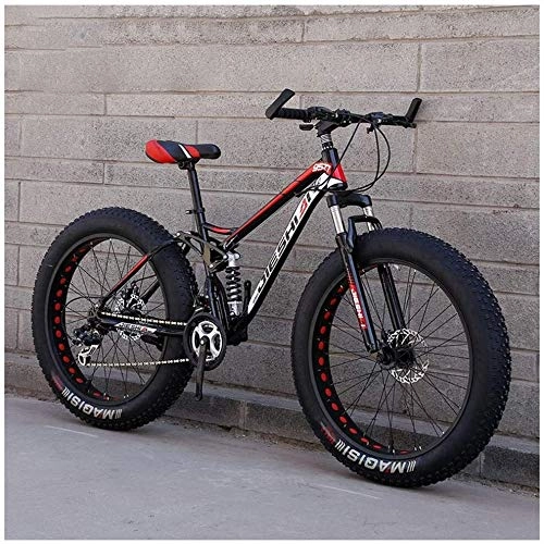 Fat Tyre Bike : Aoyo 26 Inch Fat Tire Hardtail Mountain Bike, Dual Suspension Frame And Suspension Fork All Terrain Mountain Bike, 7 / 21 / 24 / 27 Speed, 26 Inches 21 Speeds