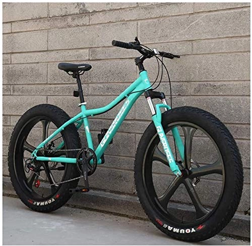 Fat Tyre Bike : Aoyo 26 Inch Mountain Bikes, High-carbon Steel Hardtail Mountain Bike, Fat Tire All Terrain Mountain Bike, Women Men's Anti-Slip Bikes, Blue, 24 Speed Spoke (Color : Blue, Size : 21 Speed 5 Spoke)
