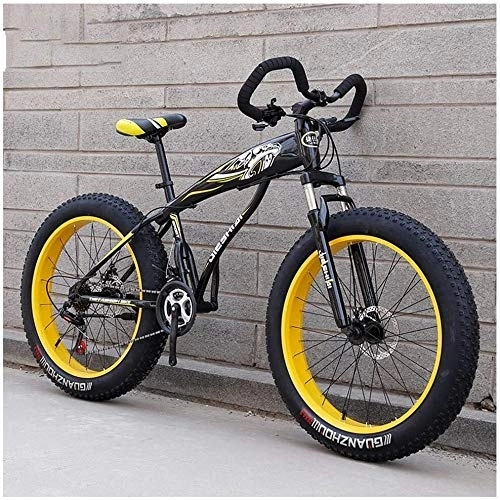 Fat Tyre Bike : Aoyo 26 Inch, Mountain Bikes, Mountain Trail Bike, Fat Tire, Adult, Bicycle, Dual Disc Brake, High-carbon Steel Frame, Bikes, Anti-Slip, 21 Speed, (Color : Black Yellow)