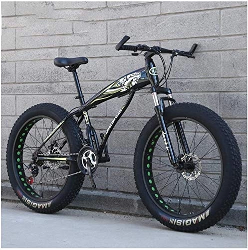 Fat Tyre Bike : Aoyo Mountain Bike, 26 Inch, 21 Speed, Bicycles, Fat Tire, Hardtail, MTB, Bike, All Terrain, Dual Suspension Frame, Suspension Fork, (Color : Fluorescent Yellow)