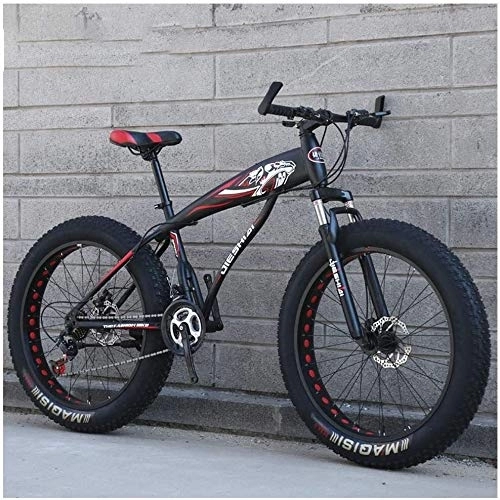 Fat Tyre Bike : Aoyo Mountain Bike, 26 Inch, 21 Speed, Bicycles, Fat Tire, Hardtail, MTB, Bike, All Terrain, Dual Suspension Frame, Suspension Fork, (Color : Sub Black)