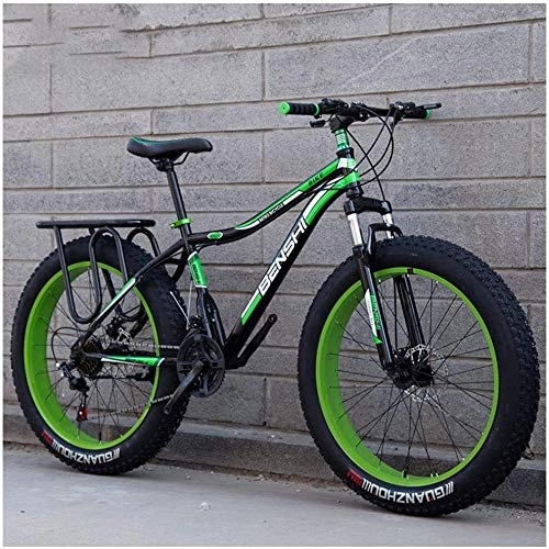 Fat Tyre Bike : Aoyo Mountain Bikes, Adult, Mountain Bicycle, Fat Tire Dual-Suspension, Bike, High-carbon Steel Frame, MTB, All Terrain, 26Inch, 21Speed, white Blue, Colour:Black Orange (Color : Black Green)