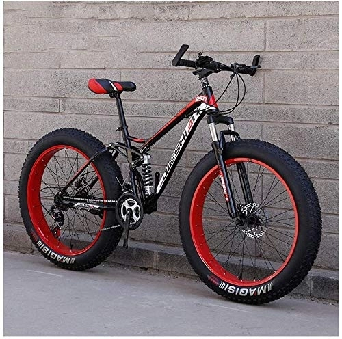 Fat Tyre Bike : Aoyo Mountain Bikes, High-Carbon Steel Frame, Dual Disc Brake Full Dual Suspension Mountain Bike, All Terrain Bicycle, Anti-Slip Bikes, 24 Inch 7 / 21 / 24 / 27 Speed, 26 Inches 24 Speeds