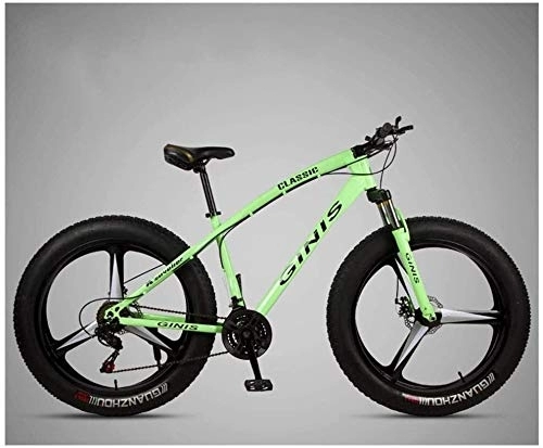 Fat Tyre Bike : Aoyo Mountain Trail Bicycle, 26 Inch 24 Speeds, Bicycles, Bike, All-Terrain, Fat Tire, MTB, Front Suspension, Double Disc Brake, High Carbon Steel, Mountain Bikes, (Color : Green)