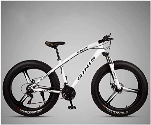 Fat Tyre Bike : Aoyo Mountain Trail Bicycle, 26 Inch 24 Speeds, Bicycles, Bike, All-Terrain, Fat Tire, MTB, Front Suspension, Double Disc Brake, High Carbon Steel, Mountain Bikes, (Color : White)
