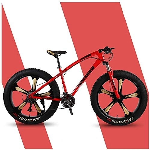 Fat Tyre Bike : Aoyo Mountain Trail Bicycle, Fat Tire, MTB, All-Terrain, 26 Inch 24 Speeds, Bike, High Carbon Steel, Mountain Bikes, Front Suspension Double Disc Brake, 5 Spoke, Colour:silver (Color : Red)