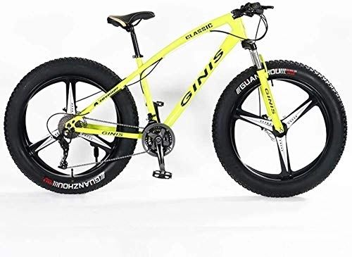 Fat Tyre Bike : Aoyo Teens Mountain Bikes, 21-Speed 24 Inch Fat Tire Bicycle, High-carbon Steel Frame Hardtail Mountain Bike With Dual Disc Brake, Yellow, Spoke, Size:3 Spoke, (Color : Yellow, Size : 3 Spoke)