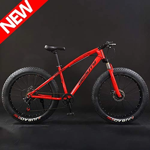 Fat Tyre Bike : ATGTAOS 26 Inch 21 Speed Fat Tire Mountain Trail Bike, Mountain Bike, Snow Bike, Sand Bicycle, Road Racing, Bicycle, Front and Rear Shock Absorption, Dual Disc Brake, Adult Boys Girls, Red