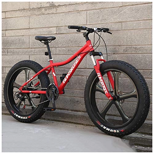 Fat Tyre Bike : ATRNA 26" Mountain Bikes, 7 / 21 / 24 / 27 Speed Bicycle, Adult Fat Tire Mountain Trail Bike Snow Bike High-carbon Steel Frame Dual Disc Brake