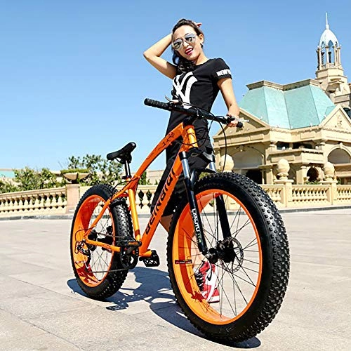 Fat Tyre Bike : AURALLL Portable Mountain Fat Tire Bike Adult Student Mountain Bike Full Suspension MTB with 7 Speed Dual Disc Brakes 26 inch