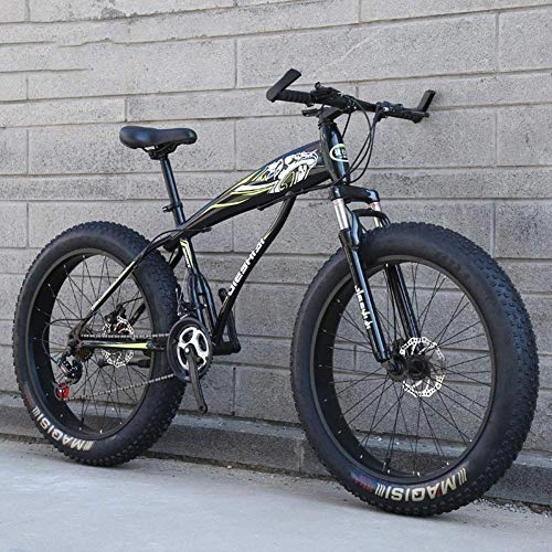 Fat Tyre Bike : AUTOKS 26 Inch Adult Mountain Bikes, Dual Disc Brake Fat Tire Mountain Trail Bike Frame Fat Tire Suspension Mountain Bicycle, Highcarbon Steel Frame