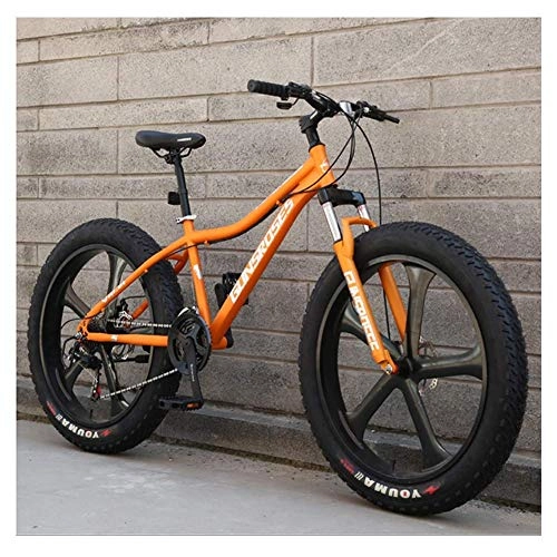 Fat Tyre Bike : AUTOKS 26 Inch Mountain Bikes, High-carbon Steel Hardtail Mountain Bike, Fat Tire All Terrain Mountain Bike, Women Men's Anti-Slip Bikes, Black, 21 Speed 5 Spoke