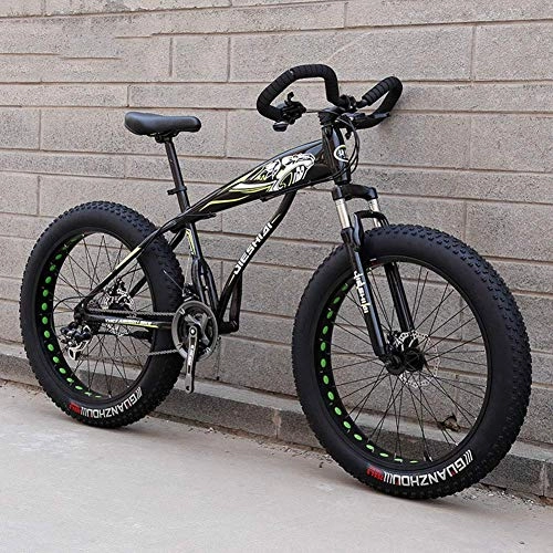 Fat Tyre Bike : AUTOKS Fat Tire Adult Mountain Bike, Double Disc Brake / HighCarbon Steel Frame Cruiser Bikes