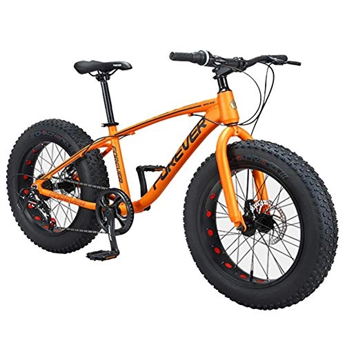 Fat Tyre Bike : AUTOKS Kids Mountain Bikes, 20 Inch 9-Speed Fat Tire Anti-Slip Bikes, Aluminum Frame Dual Disc Brake Bicycle, Hardtail Mountain Bike, Red