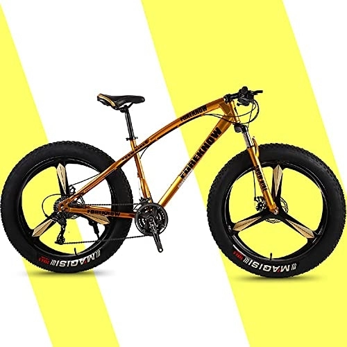 Fat Tyre Bike : Bananaww 20 / 24 / 26 Inch Wheels Mountain Bikes, Adult Fat Tire Mountain Trail Bike, Mens Fat Tire Mountain Bicycles, 7 / 21 / 24 / 27 / 30 Speed Bicycle, High-carbon Steel Frame Dual Suspension
