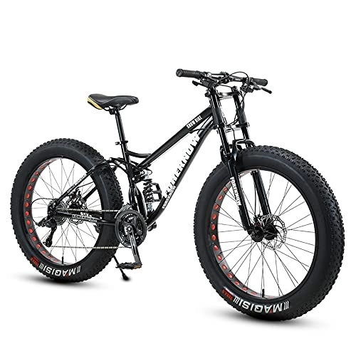 Fat Tyre Bike : Bananaww 24 / 26 * 4.0 Inch Thick Wheel Premium Mountain Bike - Adult Fat Tire Mountain Trail Bike for Boys, Girls, Men and Women - 7 / 21 / 24 / 27 / 30 Speed Gear, High-carbon Steel Frame