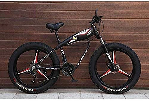 Fat Tyre Bike : baozge 26 inch Wheels Mountain Bike Bicycle for Adults Fat Tire MBT Bike High-Carbon Steel Frame Dual Disc Brake Black 21 Speed-24 speed_Grey