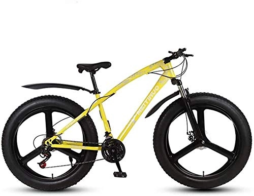 Fat Tyre Bike : baozge Mens Adult Fat Tire Mountain Bike Variable Speed Snow Bikes Double Disc Brake Beach Cruiser Bicycle 26 inch Magnesium Alloy Integrated Wheels Silver 24 Speed-21 speed_Yellow