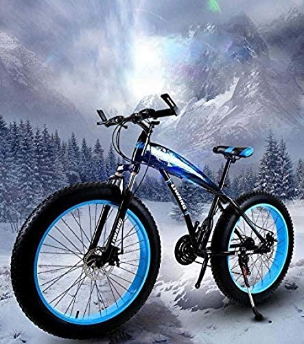 Fat Tyre Bike : baozge Mountain Bike Bicycle for Adults Men Women Fat Tire MBT Bike Hardtail High-Carbon Steel Frame And Shock-Absorbing Front Fork Dual Disc Brake-A_24 inch 7 speed