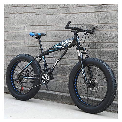 Fat Tyre Bike : BCX Adult Mountain Bikes, Boys Girls Fat Tire Mountain Trail Bike, Dual Disc Brake Hardtail Mountain Bike, High-Carbon Steel Frame, Bicycle, Blue E, 26 inch 21 Speed, Blue B, 24 Inch 21 Speed