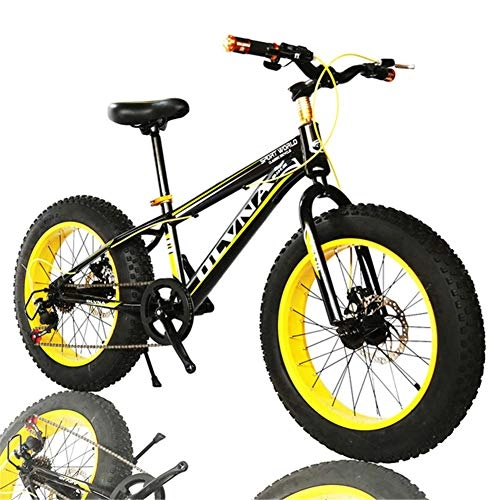 Fat Tyre Bike : Bicycles, Folding MTB 20" 7 21 24 27 Speed Double Disc Mountain Fat Bicycle Suspension Steel Frame 4" Tire Aluminum Wheel 20Kgs, Yellow