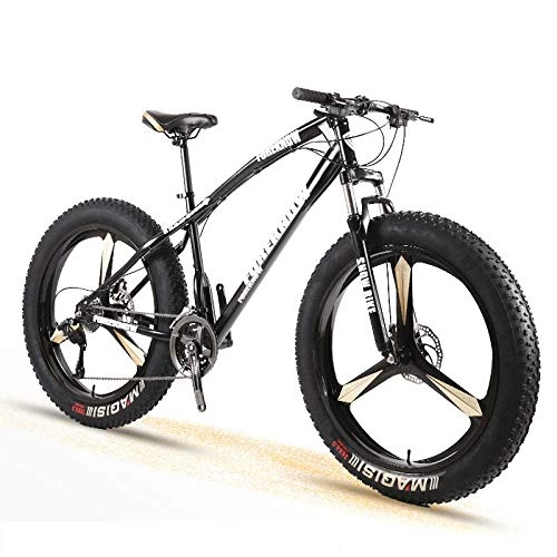 Fat Tyre Bike : Bike Adult Men and Women Mountain Cross Country Wide Tire Speed Student Disc Brakes Shock Absorber Bicycle-Black_24 Speed