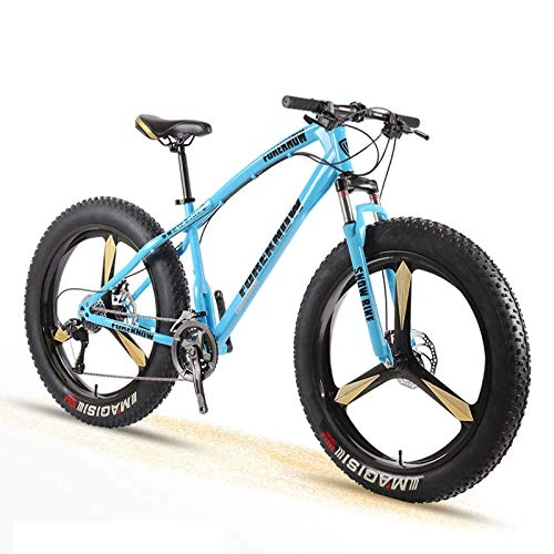 Fat Tyre Bike : Bike Adult Men and Women Mountain Cross Country Wide Tire Speed Student Disc Brakes Shock Absorber Bicycle-Blue_21 Speed