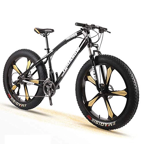 Fat Tyre Bike : Bike Bicycle Adult Men and Women Mountain Cross Country Wide Tire Speed Student Disc Brakes Shock 26 Inch Five Knife Wheel-Black_24 Speed