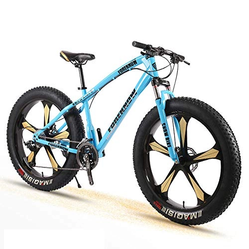 Fat Tyre Bike : Bike Bicycle Adult Men and Women Mountain Cross Country Wide Tire Speed Student Disc Brakes Shock 26 Inch Five Knife Wheel-Blue_21 Speed