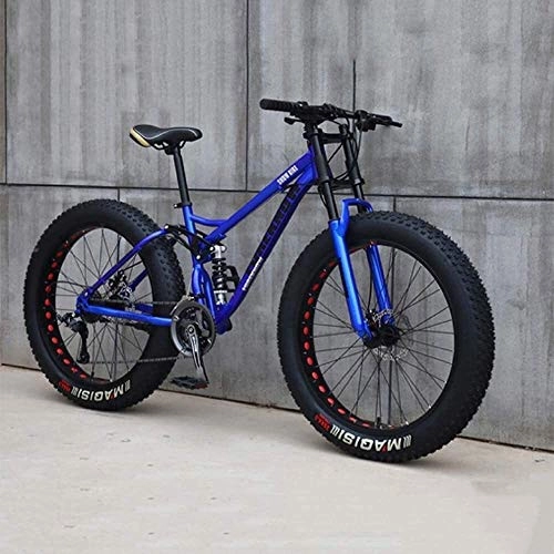 Fat Tyre Bike : Bike Mountain, 26 Inch 7 / 21 / 24 / 27 Speed Bicycle, Men Women Student Variable Speed, Fat Tire Mens Mountain (Color : Blue, Size : 27 speed)