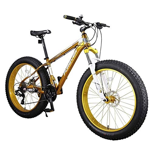 Fat Tyre Bike : Bike Speed ​​mountain Bike 26 * 4.0 Inches Fat Tire Adult Bike Suspension Fork With All-terrain Trail Bike / Dual Disc Brakes Aluminum Frame MTB Bike Snow Bike (Color : Yellow)