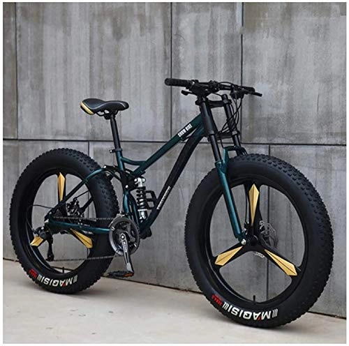 Fat Tyre Bike : CDFC Fat Tire MTB 26 inch mountain bike with disc brakes, frames from carbon steel, suitable for people over 175 Cm Large, cyan 3 language, 24 Speed