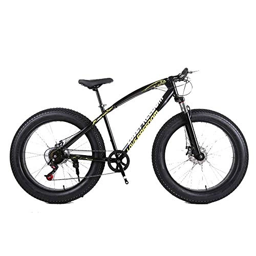 Fat Tyre Bike : CENPEN Outdoor sports Fat Bike cross country mountain bike 26 inch 24 speed beach snow mountain 4.0 big tires adult outdoor riding (Color : Black)