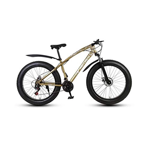 Fat Tyre Bike : CHERRIESU Mountain Bike for Adult Men and Women, Mountain Sport Bike, MTB with 27 Shift Stages, 26 Inches Fat Tire with 3 Knife Wheel, Gold