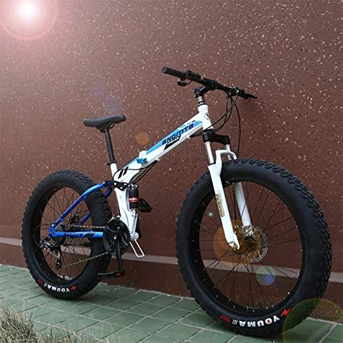 Fat Tyre Bike : CHHD Snow Bike Folding Double Shock Absorption Variable Speed Disc Brake Mountain Bike 26 Inch 4.0 Wide Wheel Fat Tire Mountain Bike Bicycle Adult Folding, A, 26IN