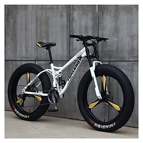Fat Tyre Bike : CHICAI Adult 26-inch Mountain Cross-country High-carbon Steel Beach Snow Fat Bike Ultra-wide Tire Sports Bike 21-30 speed Low-speed Racing Student Bike (Size : 30-speed)