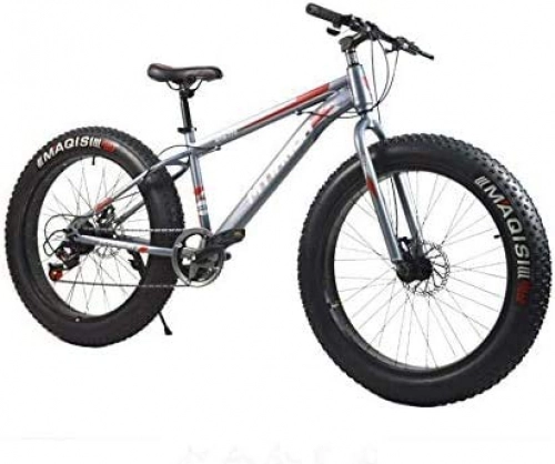 Fat Tyre Bike : CLOTHES Commuter City Road Bike Fat Tire Mountain Bike for Tall Men And Women, 17 Inch High-Carbon Steel Frame, 7-Speed, 26-Inch Wheels And 4.0 Inch Wide Tires Unisex (Color : A)