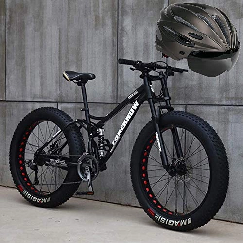 Fat Tyre Bike : COKECO Mountain Bike Men's 26-inch Fat Tire Mountain Bike, Beach Snow Bike, Double Disc Cruiser Bike, Lightweight High-carbon Steel Frame With Aluminum Alloy Wheels, 200KG Load