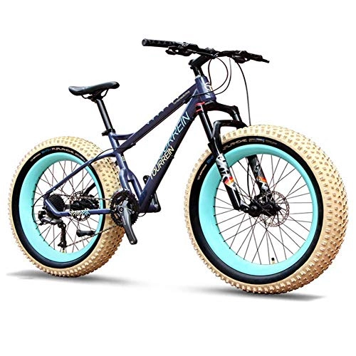 Fat Tyre Bike : Cxmm 27-Speed Mountain Bikes, Professional 26 inch Adult Fat Tire Hardtail Mountain Bike, Aluminum Frame Front Suspension All Terrain Bicycle, A