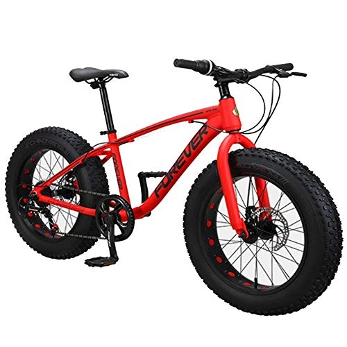 Fat Tyre Bike : Cxmm Kids Mountain Bikes, 20 inch 9-Speed Fat Tire Anti-Slip Bikes, Aluminum Frame Dual Disc Brake Bicycle, Hardtail Mountain Bike, Red, Red